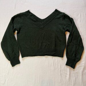 Zaful Dark Green V Neck Sweater Large